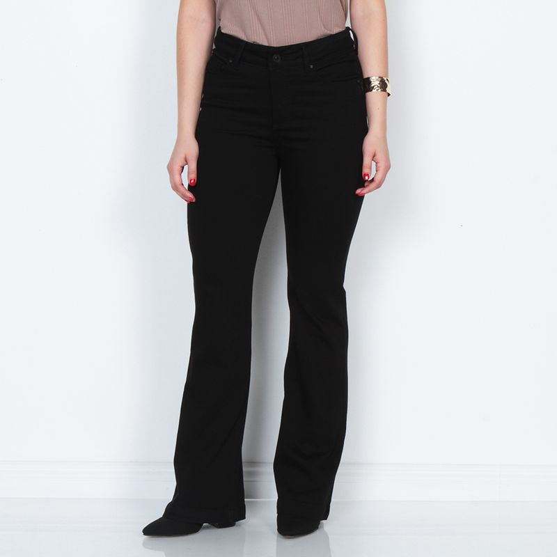 WADOS - JEANS FLARE TIRO ALTO PRETINA PRETINA 1 BOTON