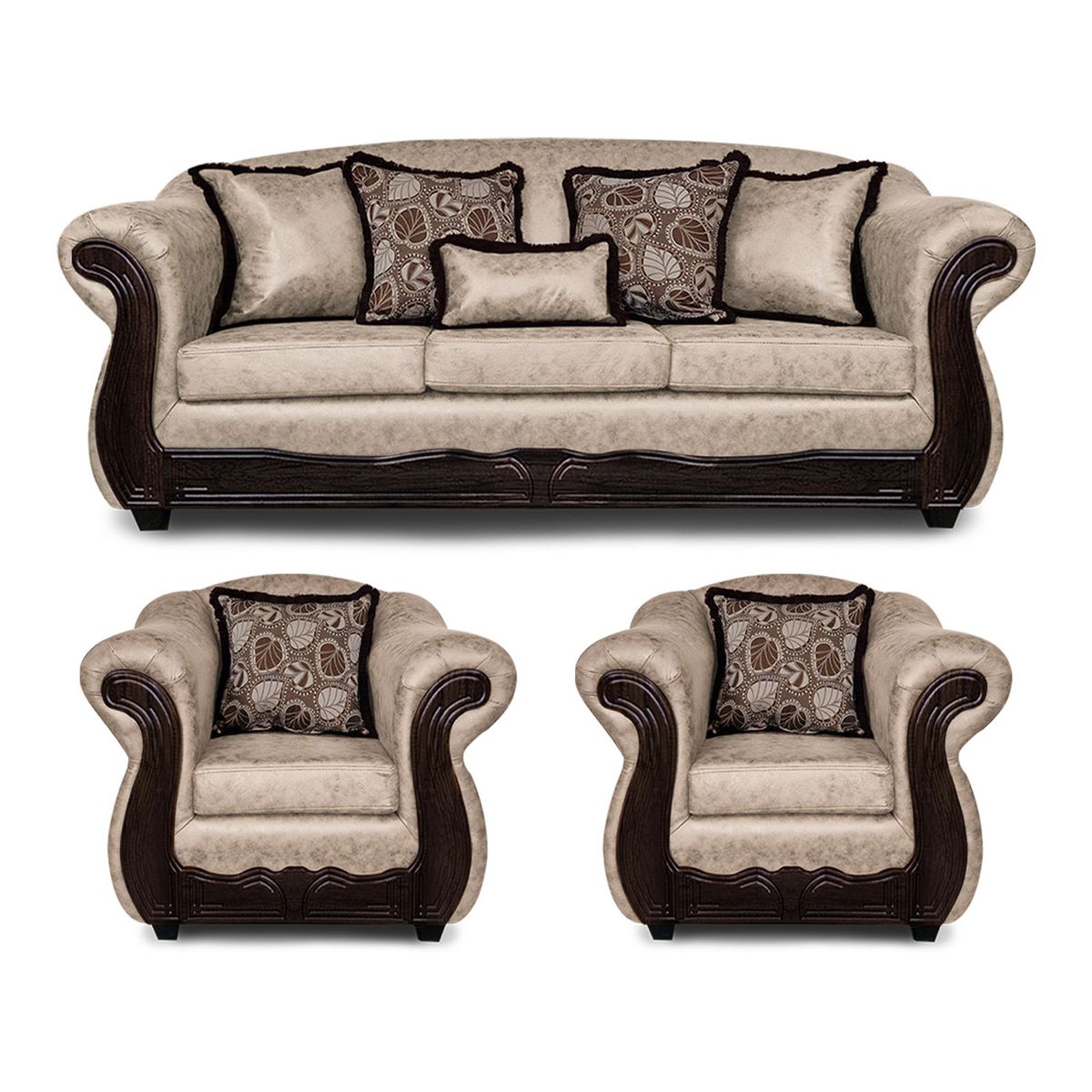 ADONIS LEUDH - Living 3+1+1 Estambul Envejecido Extra Grande Beige Con Pelitos