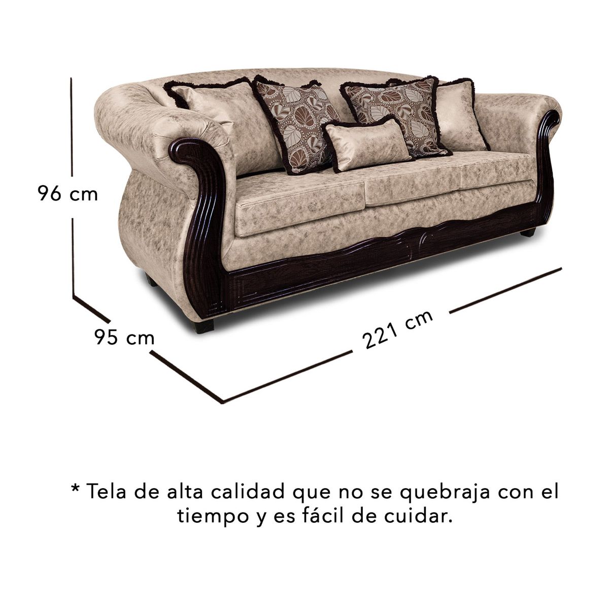 ADONIS LEUDH - Living 3+1+1 Estambul Envejecido Extra Grande Beige Con Pelitos