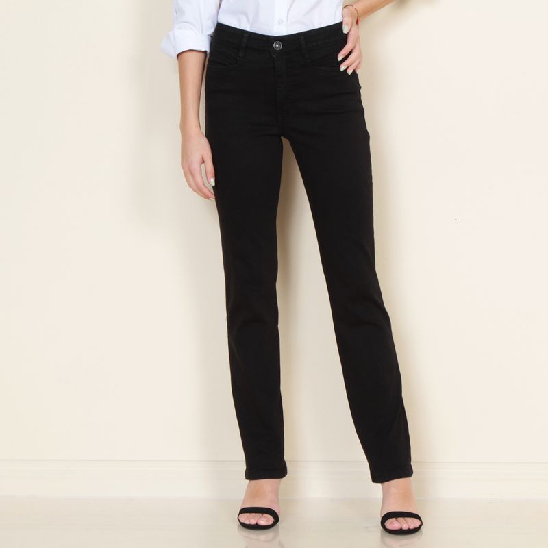 WADOS - JEANS RECTO BASICO  TIRO ALTO PRETINA BASICA UN BOTON