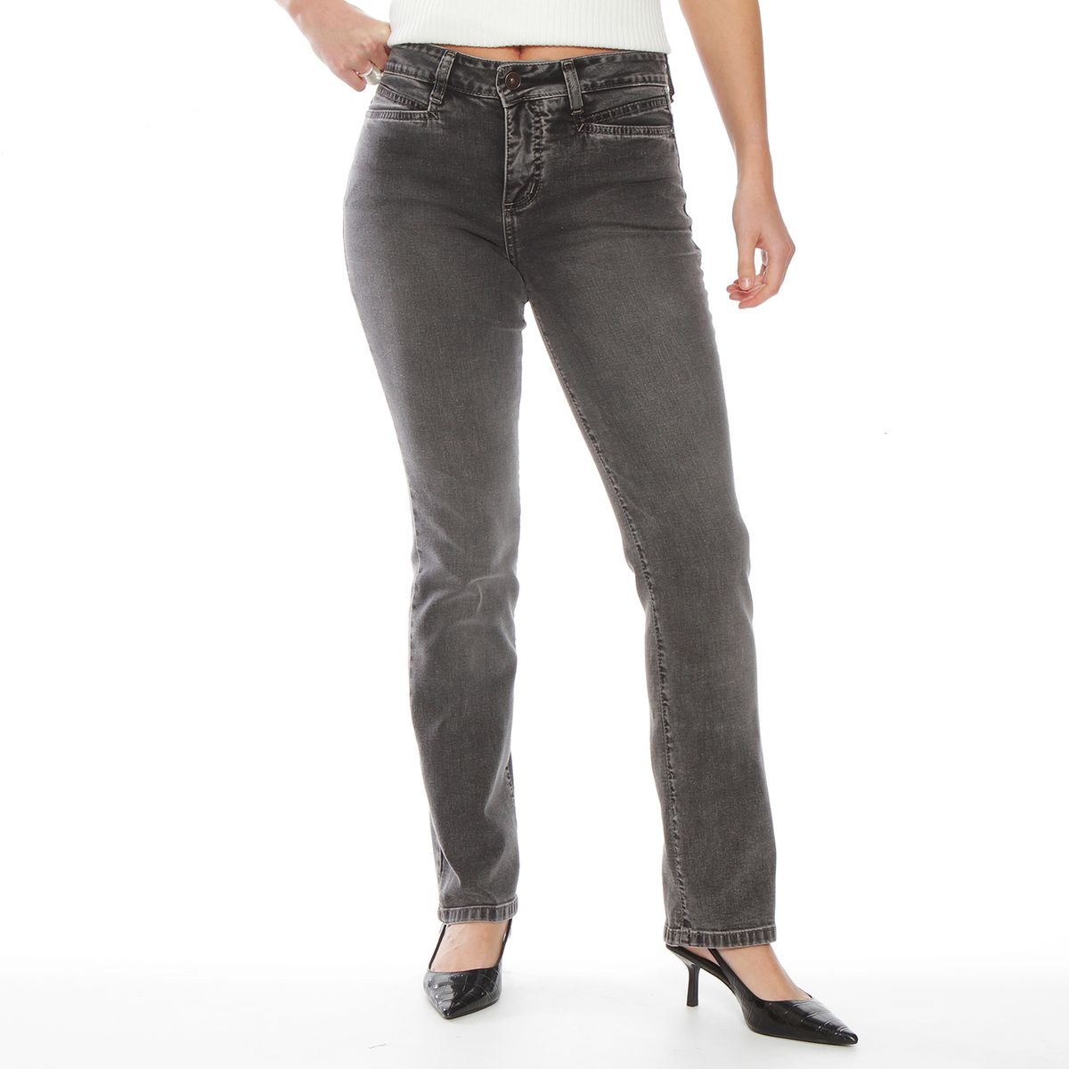 WADOS - JEANS RECTO CLASICO TIRO ALTO PRETINA 1 BOTON