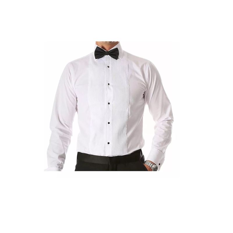 XPRESS RECHARGE - Camisa Blanca Plisada Esmoquin De Hombre Novio evento