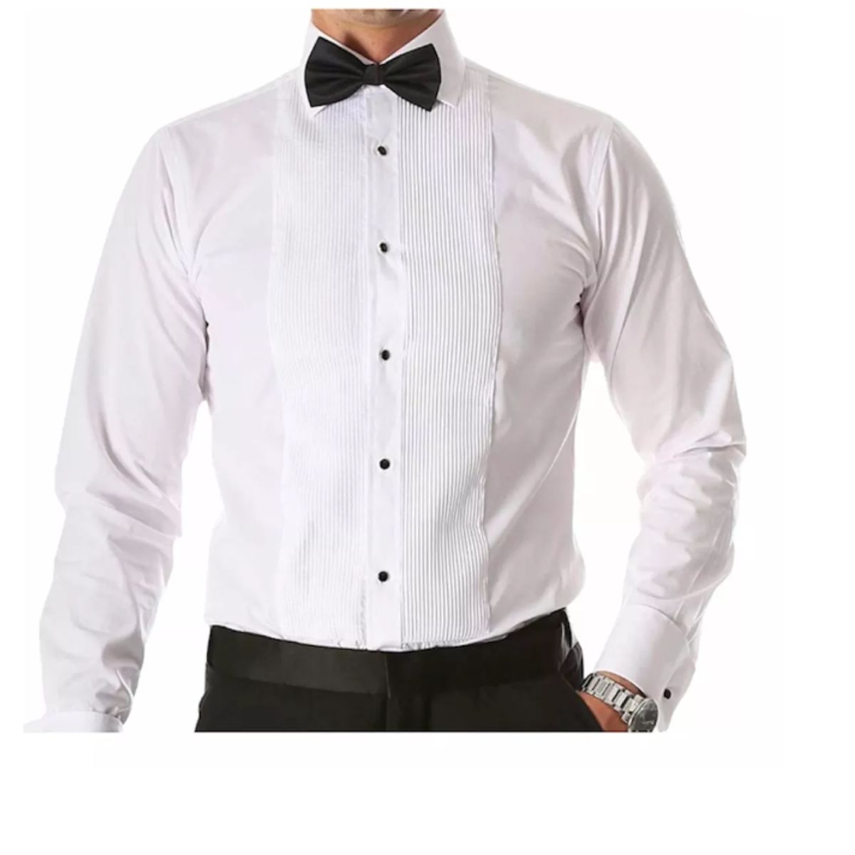 XPRESS RECHARGE - Camisa Blanca Plisada Esmoquin De Hombre Novio evento
