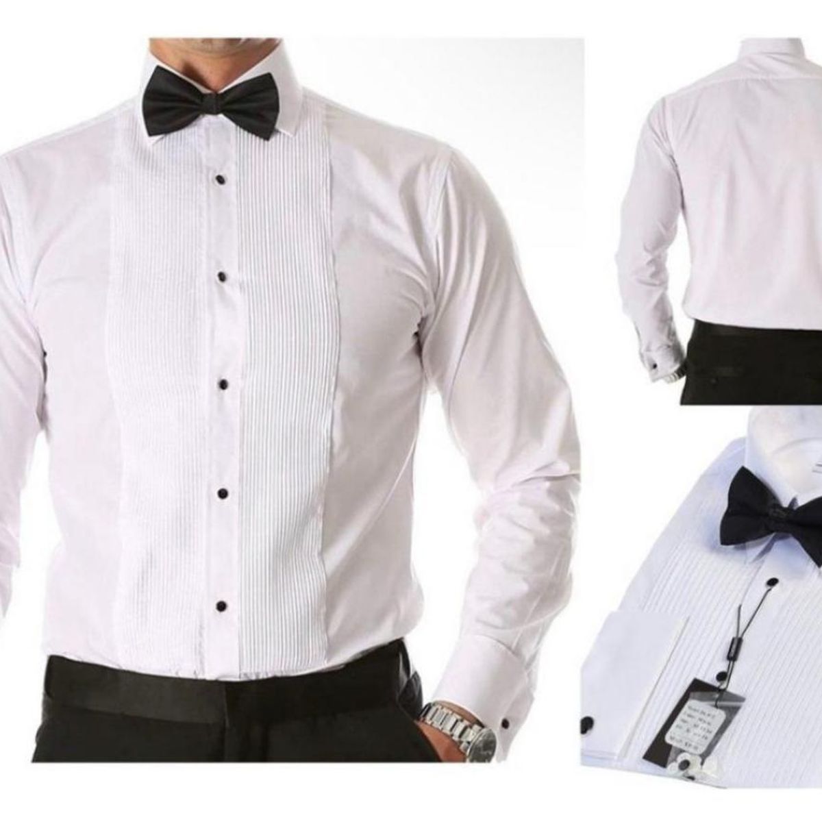 XPRESS RECHARGE - Camisa Blanca Plisada Esmoquin De Hombre Novio evento