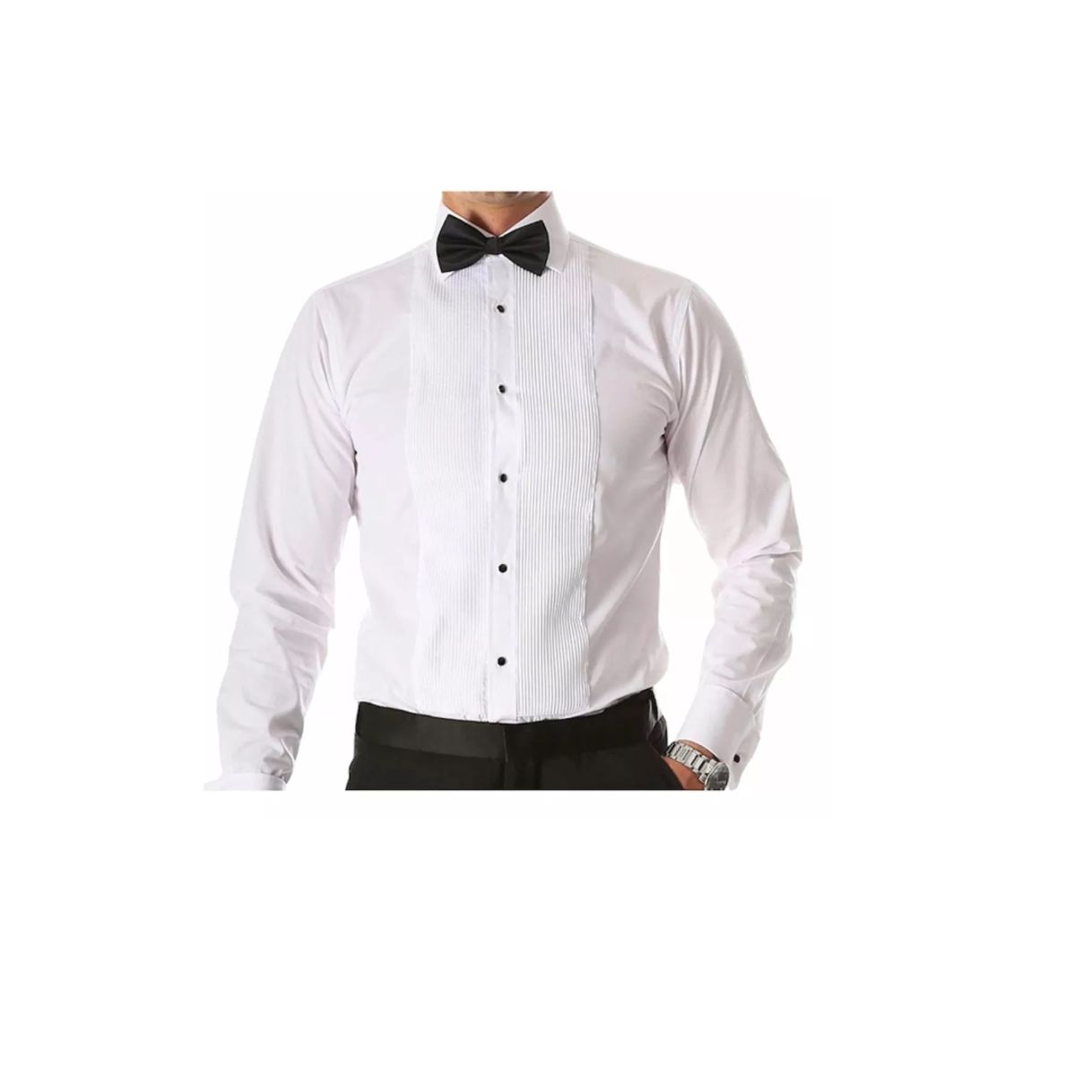 XPRESS RECHARGE - Camisa Blanca Plisada Esmoquin De Hombre Novio evento