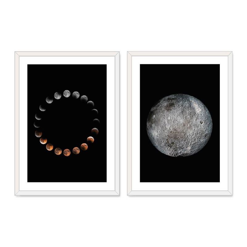 ALCUADRADO - Set Doble Cuadros Dúo Lunar HD Blanco 50x40 cm