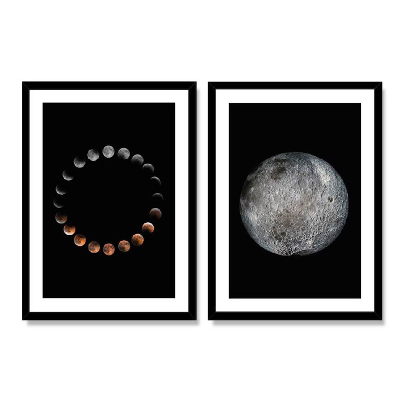 ALCUADRADO - Set Doble Cuadros Dúo Lunar HD Negro 70x50 cm