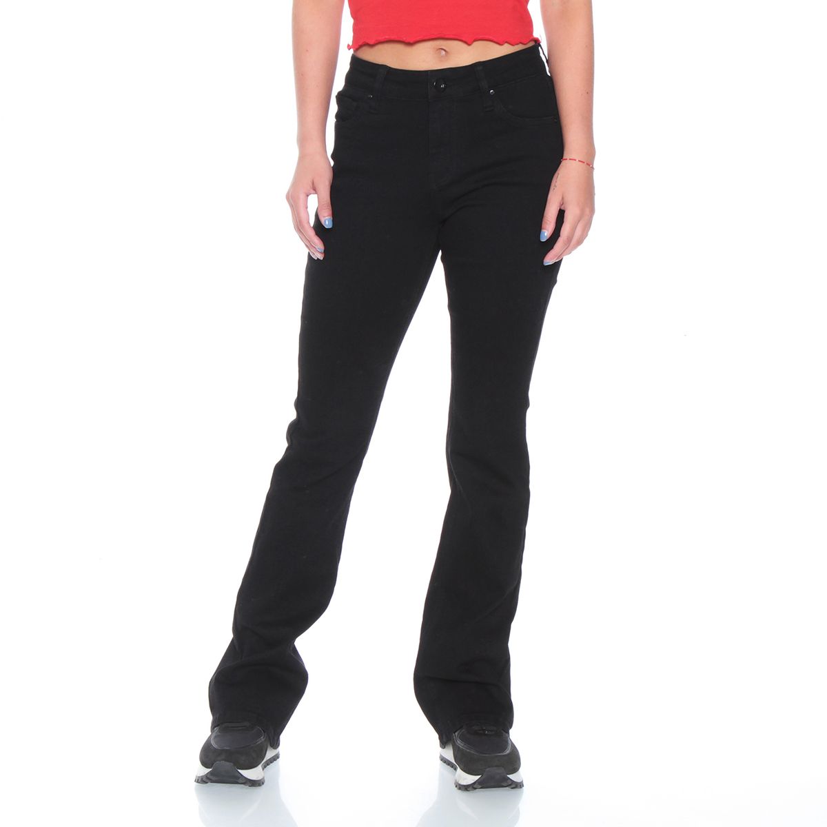 WADOS - JEANS RECTO TIRO ALTO PRETINA BASICA 1 BOTON