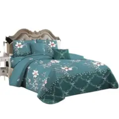 ANGELES DEL HOGAR - CUBRECAMA QUILT DE VERANO MAS JUEGO DE SABANAS PLAZA Y MEDIA