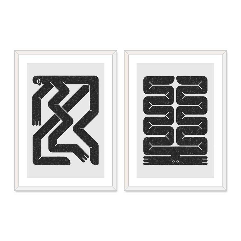 ALCUADRADO - Set Doble Cuadros Dúo lineal Blanco 50x40 cm