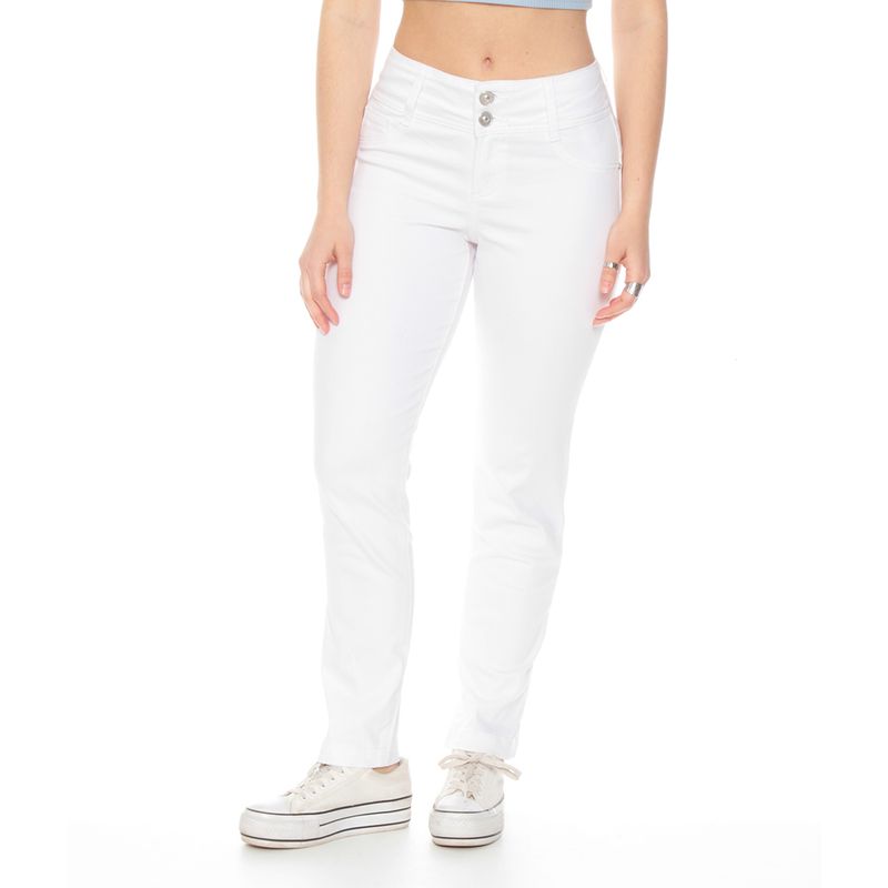 WADOS - JEANS SLIM PUSH UP TIRO ALTO PRETINA MEDIA CON DOS BOTONES