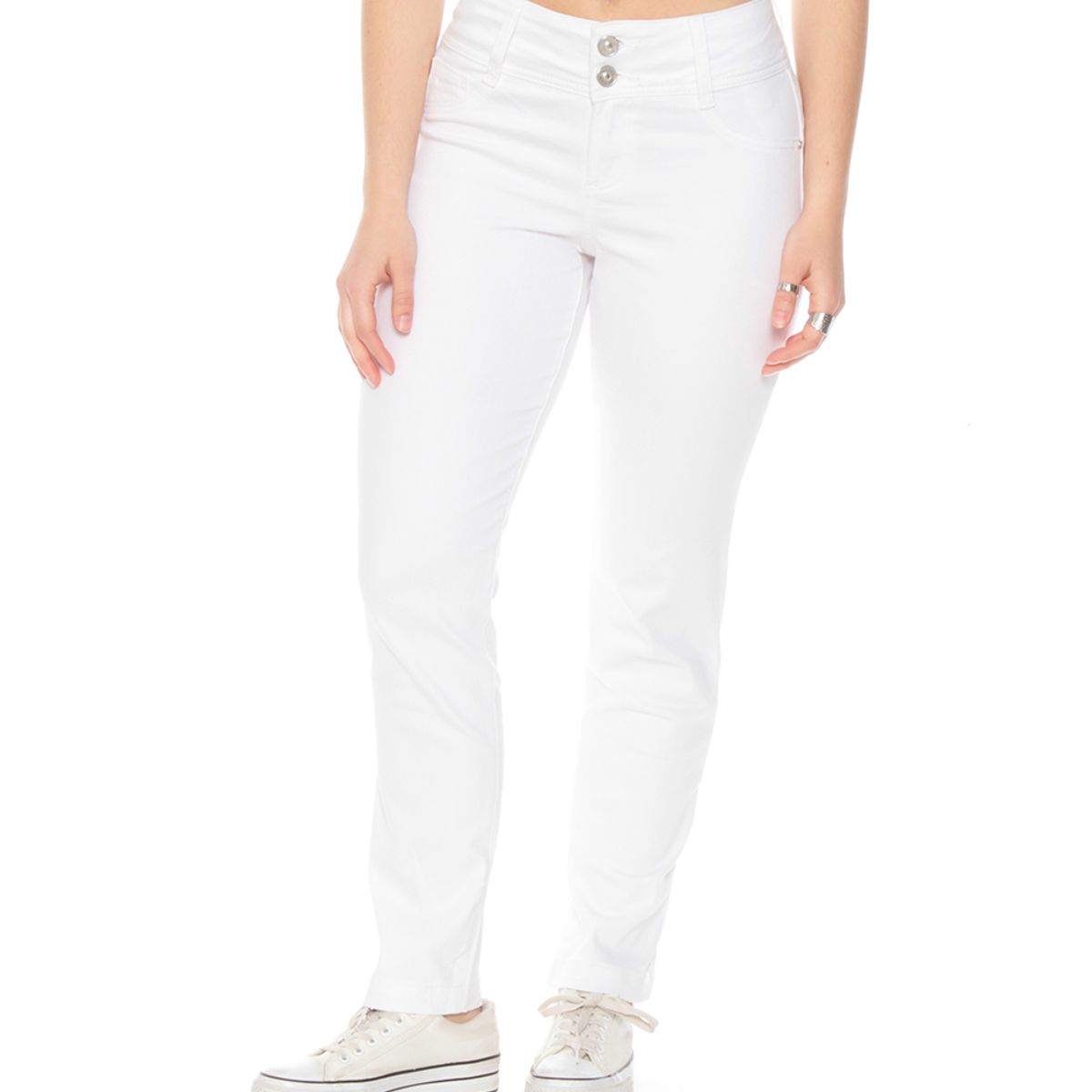 WADOS - JEANS SLIM PUSH UP TIRO ALTO PRETINA MEDIA CON DOS BOTONES