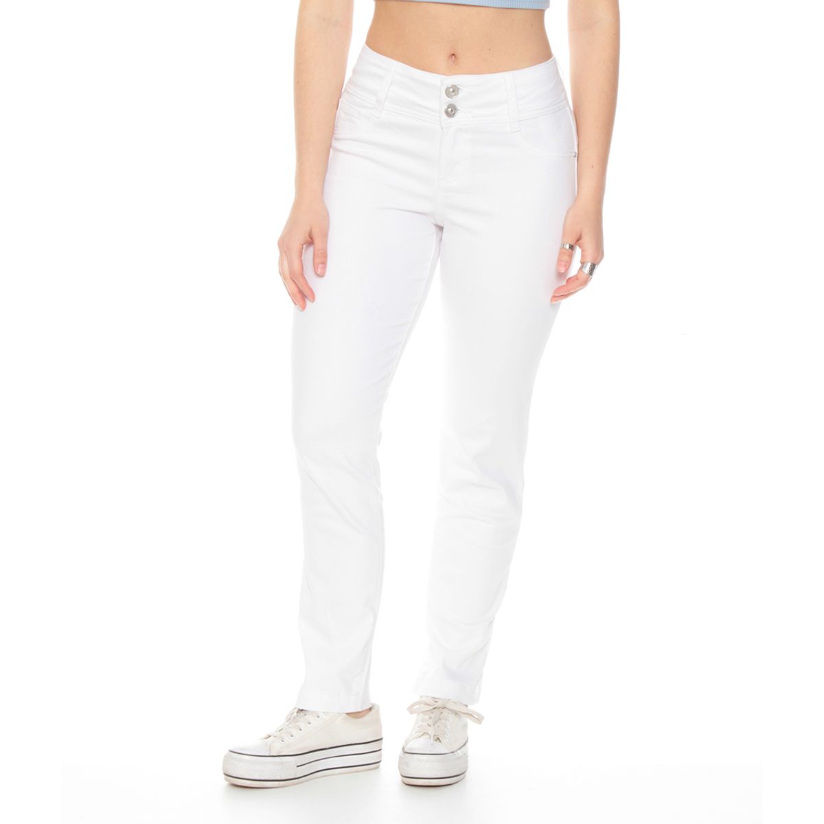 WADOS - JEANS SLIM PUSH UP TIRO ALTO PRETINA MEDIA CON DOS BOTONES