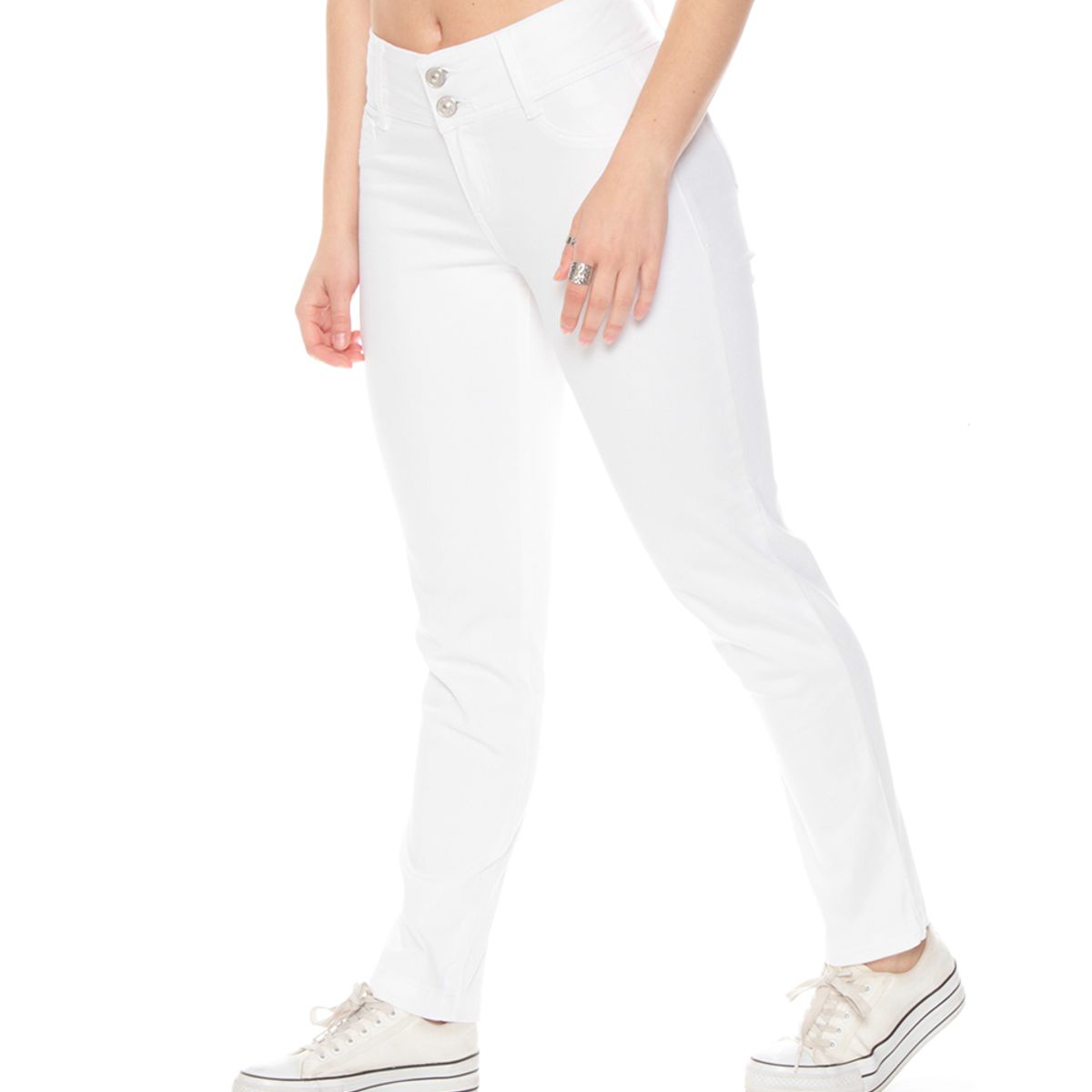 WADOS - JEANS SLIM PUSH UP TIRO ALTO PRETINA MEDIA CON DOS BOTONES
