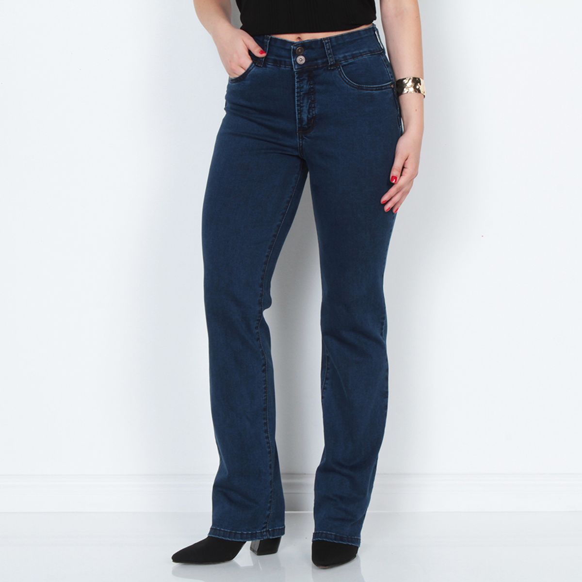 WADOS - JEANS SLIM TIRO ALTO PUSH UP PRETINA MEDIA