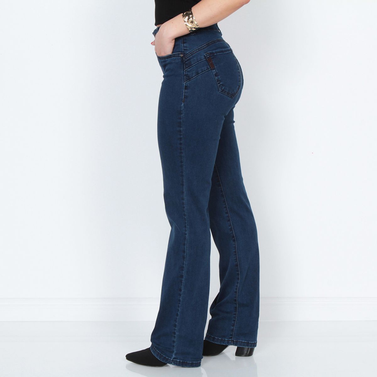WADOS - JEANS SLIM TIRO ALTO PUSH UP PRETINA MEDIA