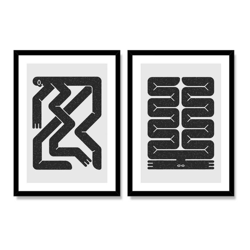 ALCUADRADO - Set Doble Cuadros Dúo lineal Negro 70x50 cm