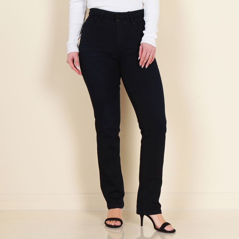 WADOS - JEANS SLIM TIRO ALTO PUSH UP PRETINA 2 BOTONES