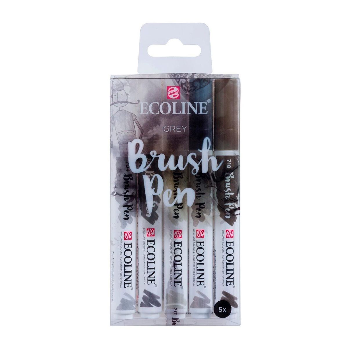 Royal Talens - Set Plumones Punta Pincel Ecoline (5 Colores Grises)