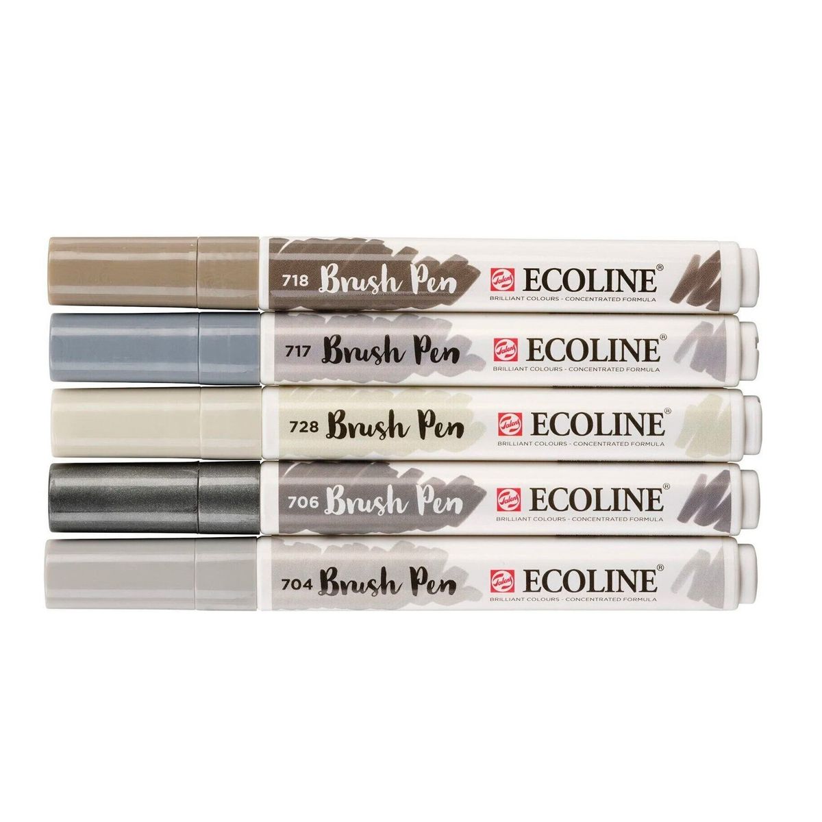 Royal Talens - Set Plumones Punta Pincel Ecoline (5 Colores Grises)