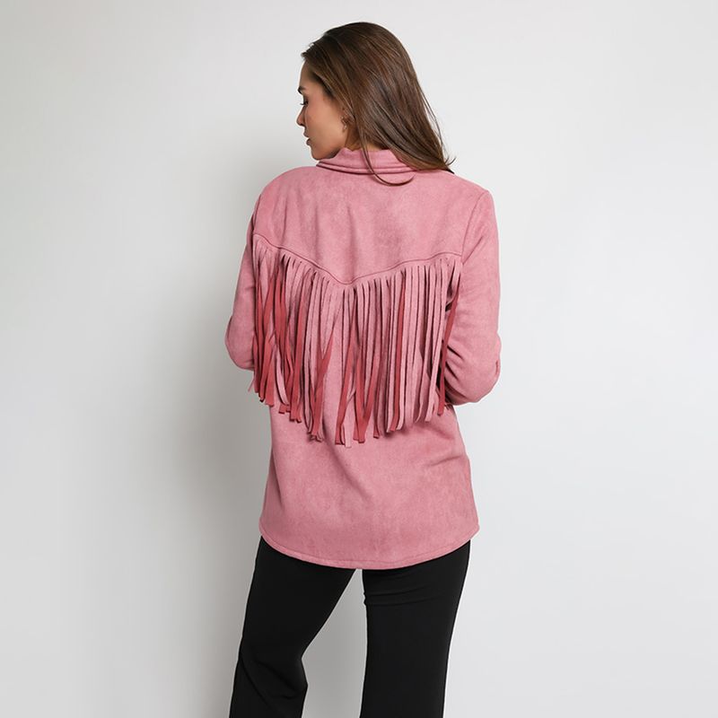 NATALIA SEGUEL - Chaqueta Flecos Rosa Natalia Seguel