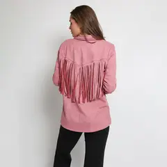 NATALIA SEGUEL - Chaqueta Flecos Rosa