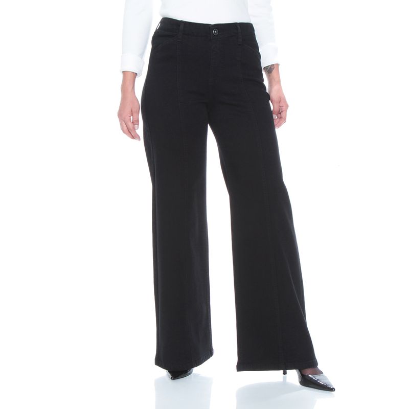 WADOS - JEANS WIDE LEG TIRO ALTO PRETINA INTERNA 1 BOTON CORTE CENTRO