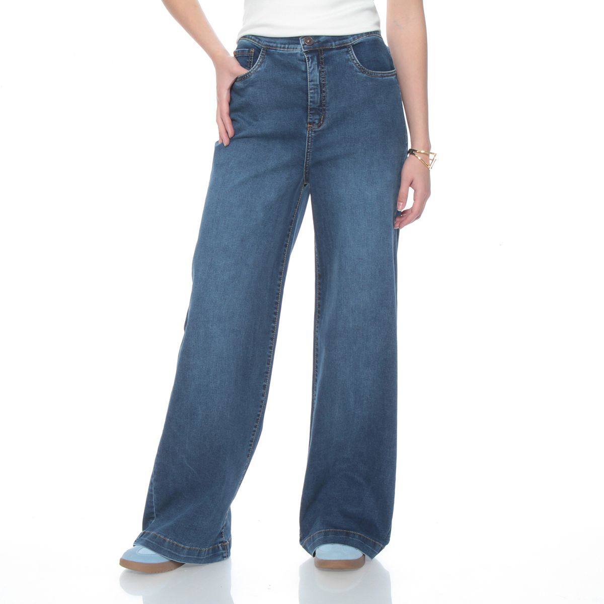 WADOS - JOGGER WIDE LEG TIRO ALTO PRETINA ELASTICADA 1 BOTON