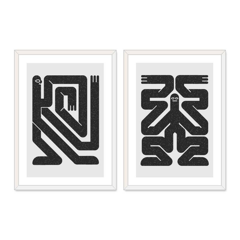 ALCUADRADO - Set Doble Cuadros Dúo Lineal 2 Blanco 70x50 cm