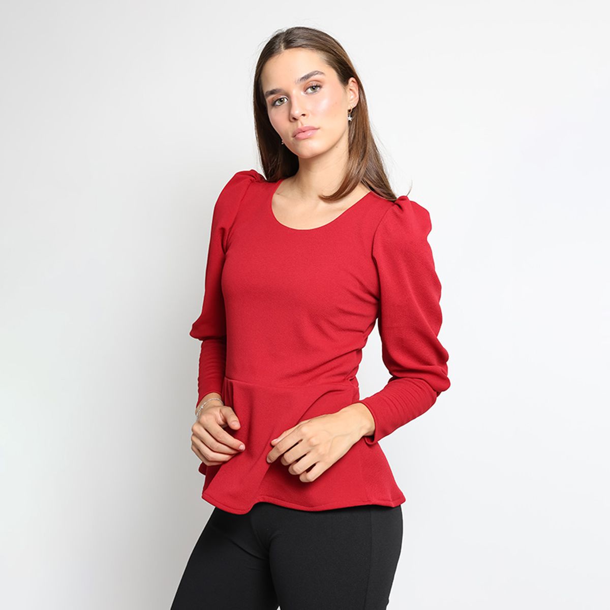 NATALIA SEGUEL - Polera Peplum Rojo Natalia Seguel