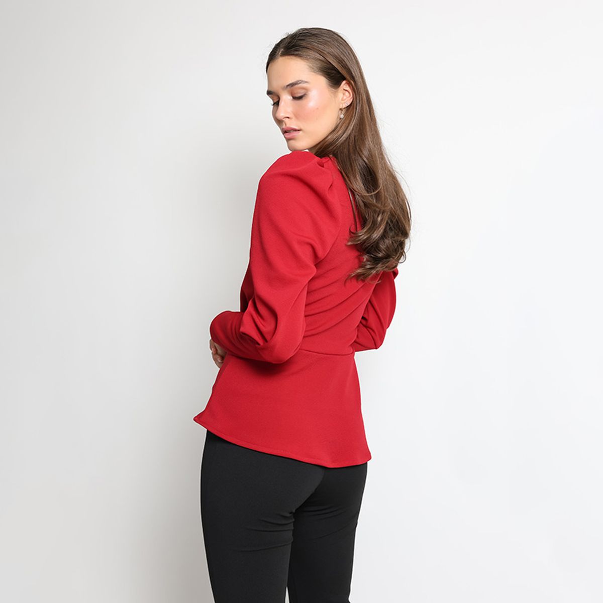 NATALIA SEGUEL - Polera Peplum Rojo Natalia Seguel