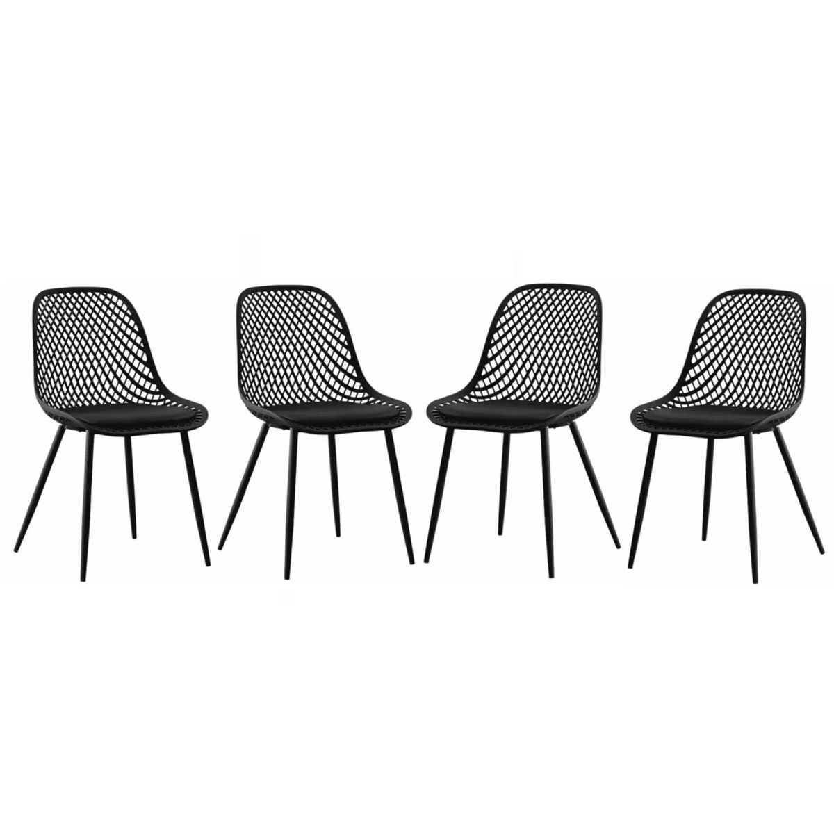 GENERICO - Pack 4 Silla de Comedor Inglesa con Cojin Ecocuero