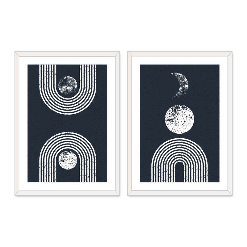 ALCUADRADO - Set Doble Cuadros Dúo figura lunar Blanco 50x40 cm