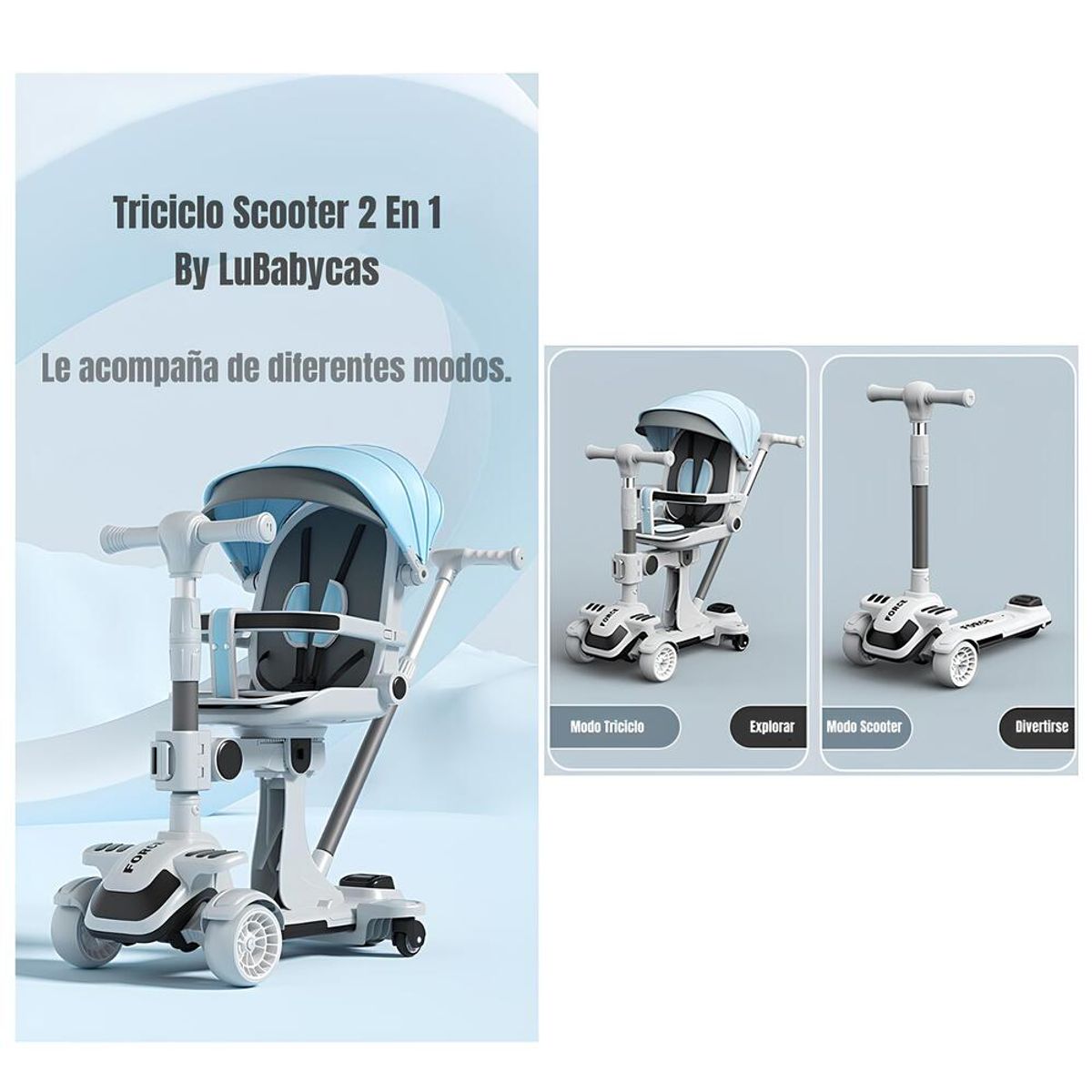 LUBABYCAS - Triciclo Scooter 2 En 1 LuBabycas Rosado LuBabycas