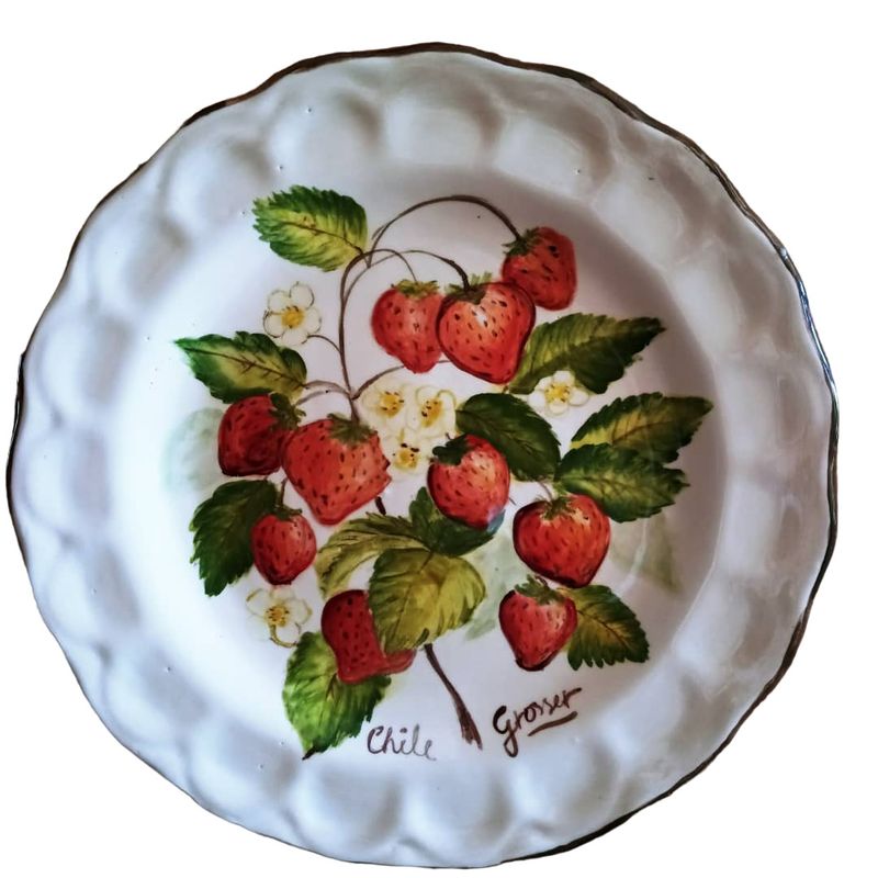 GENERICO - Plato Decorativo Pared  - Pintado a mano - Frutillas