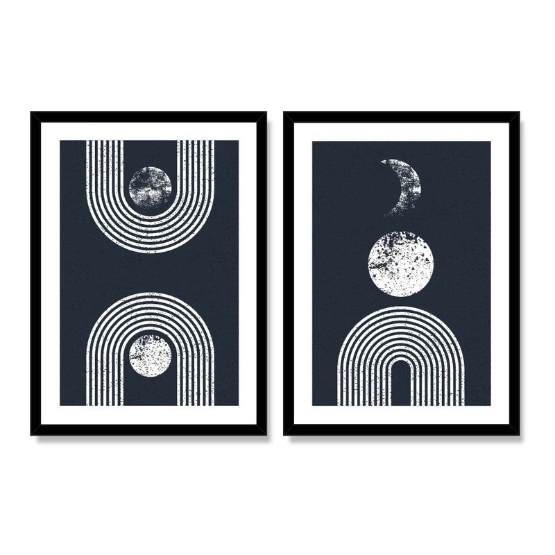ALCUADRADO - Set Doble Cuadros Dúo figura lunar Negro 70x50 cm