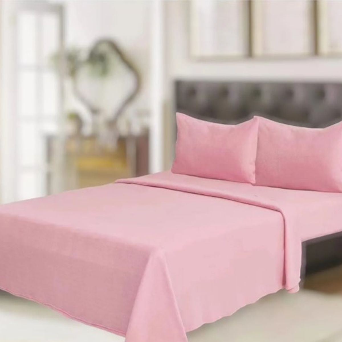 GENERICO - SÁBANAS DE POLAR DE 1.5 PLAZA COLOR LISO ROSADO 3 PIEZAS TF