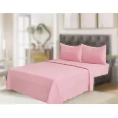 GENERICO - SÁBANAS DE POLAR DE 1.5 PLAZA COLOR LISO ROSADO 3 PIEZAS TF