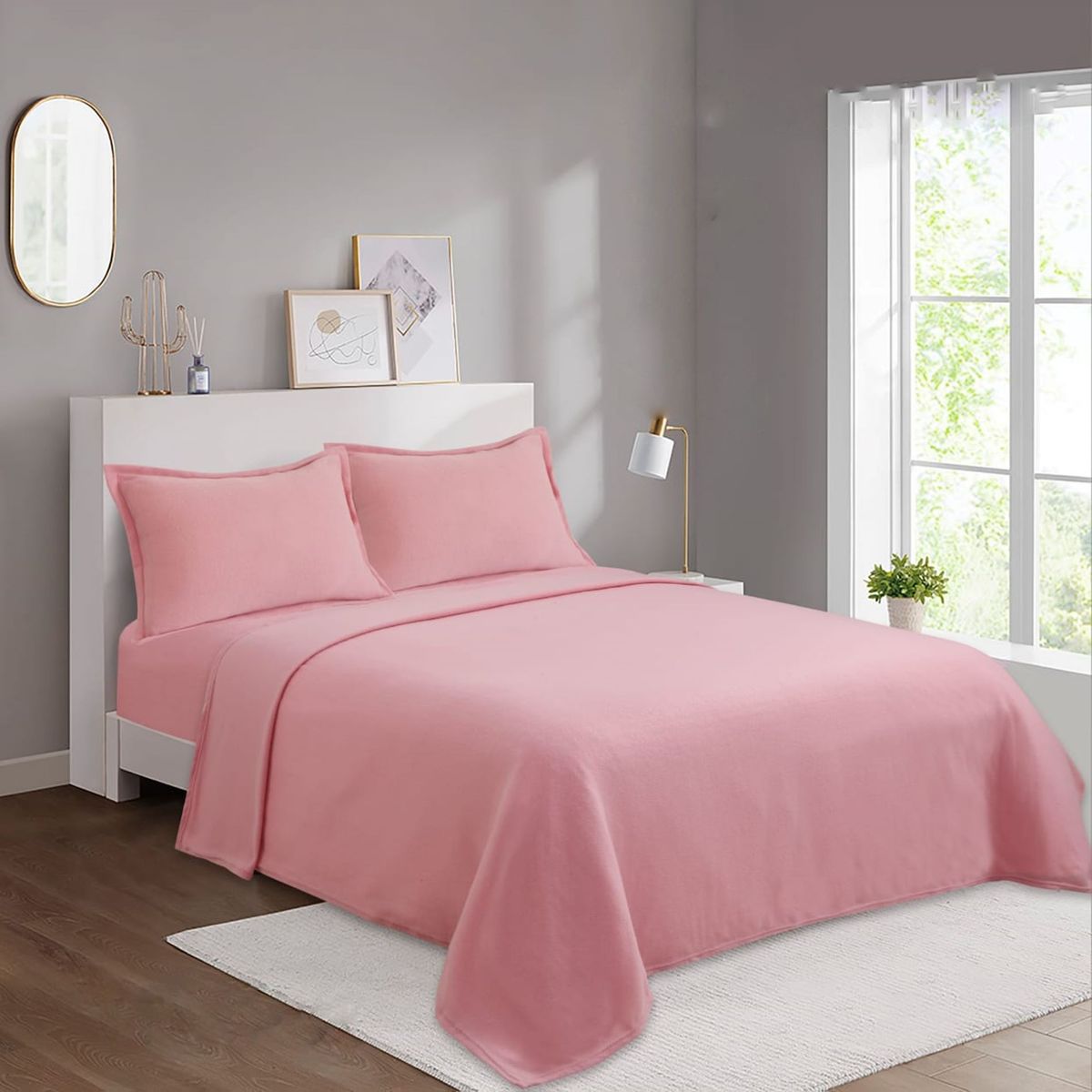 GENERICO - SÁBANAS DE POLAR DE 1.5 PLAZA COLOR LISO ROSADO 3 PIEZAS TF