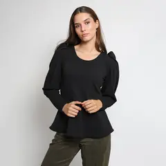 NATALIA SEGUEL - Polera Peplum Negro