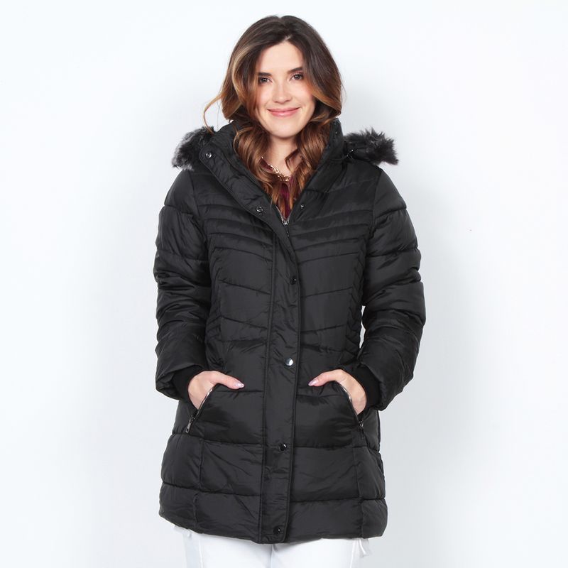 WADOS - PARKA MANGA LARGA CON PIEL EN CAPUCHA Y BOLSILLOS CON CIERRE