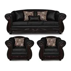 ADONIS LEUDH - Living 3+1+1 Estambul Envejecido Extra Grande Negro Con Pelitos