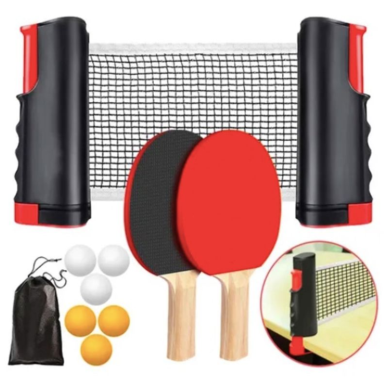 ATLAS - Set Ping Pong Tenis Mesa 2 Paleta + 6 Pelotas + Malla