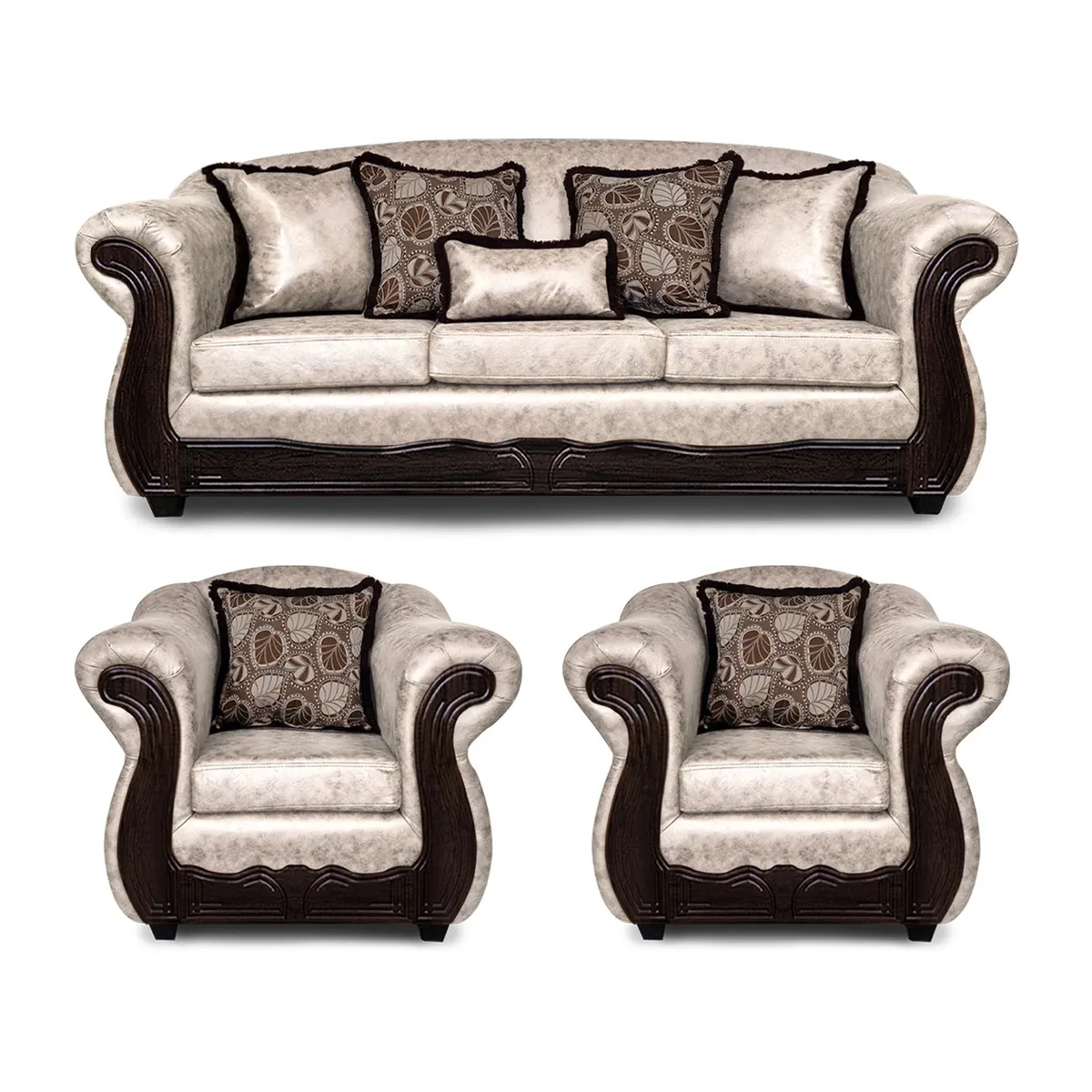 ADONIS LEUDH - Living 3+1+1 Estambul Envejecido Extra Grande Blanco Con Pelitos