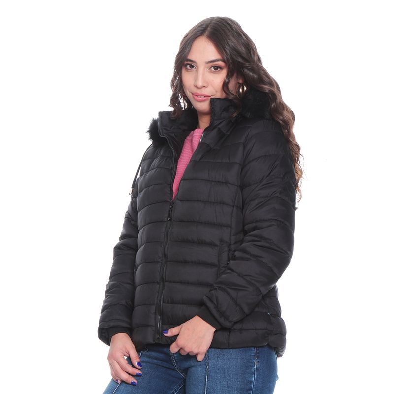 WADOS - PARKA MANGA LARGA SOLIDO CON CAPUCHA  CON PIEL SINTETICA