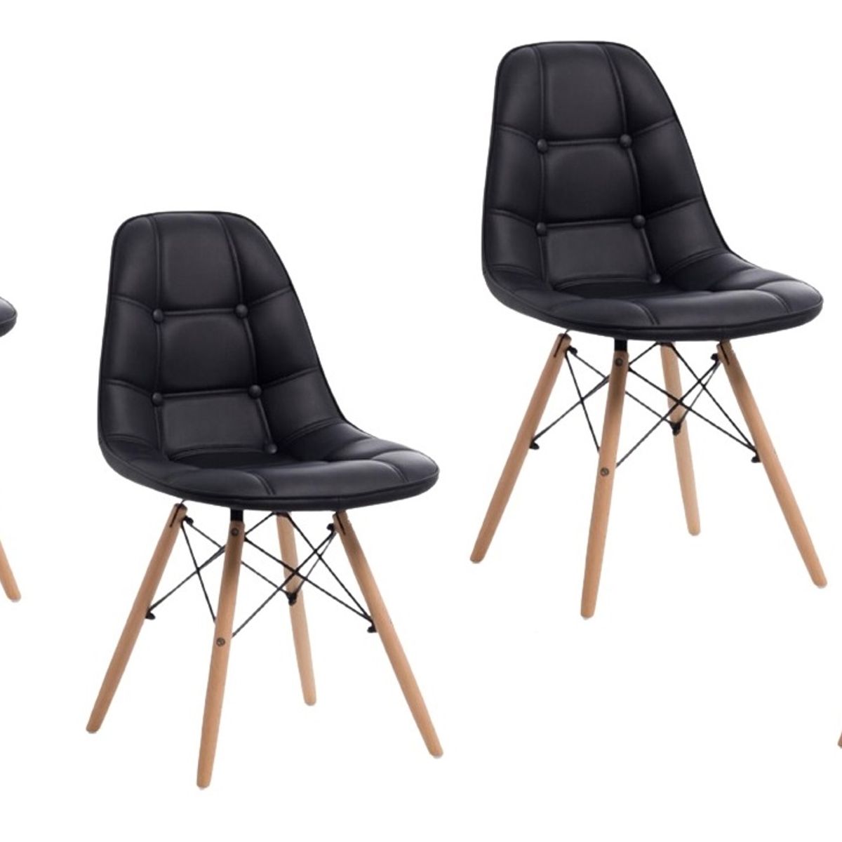 HABITA2 CHILE - Pack de 4 Silla Buckle Eames Acolchada - Negro
