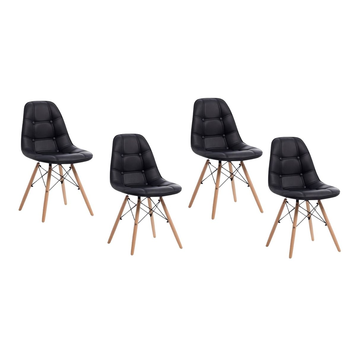 HABITA2 CHILE - Pack de 4 Silla Buckle Eames Acolchada - Negro