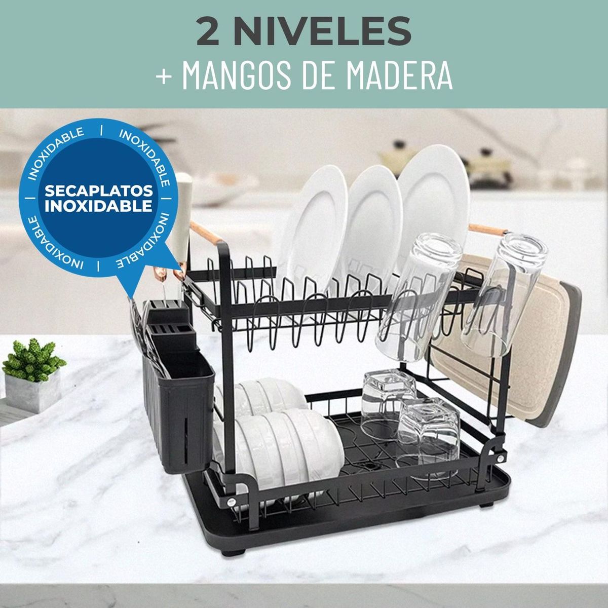 CASATUA - Secaplatos Escurridor de Platos Loza Inoxidable CasaTua