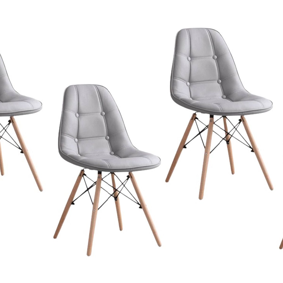 HABITA2 CHILE - Pack de 4 Silla Buckle Acolchada - Gris