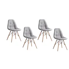 GENERICO - Pack de 4 Silla Buckle Acolchada - Gris
